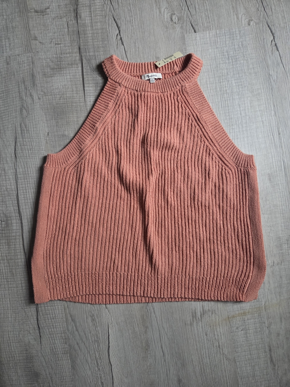 Madewell Sleeveless Ribbed Knit Crop Top - Coral Pink Size Large